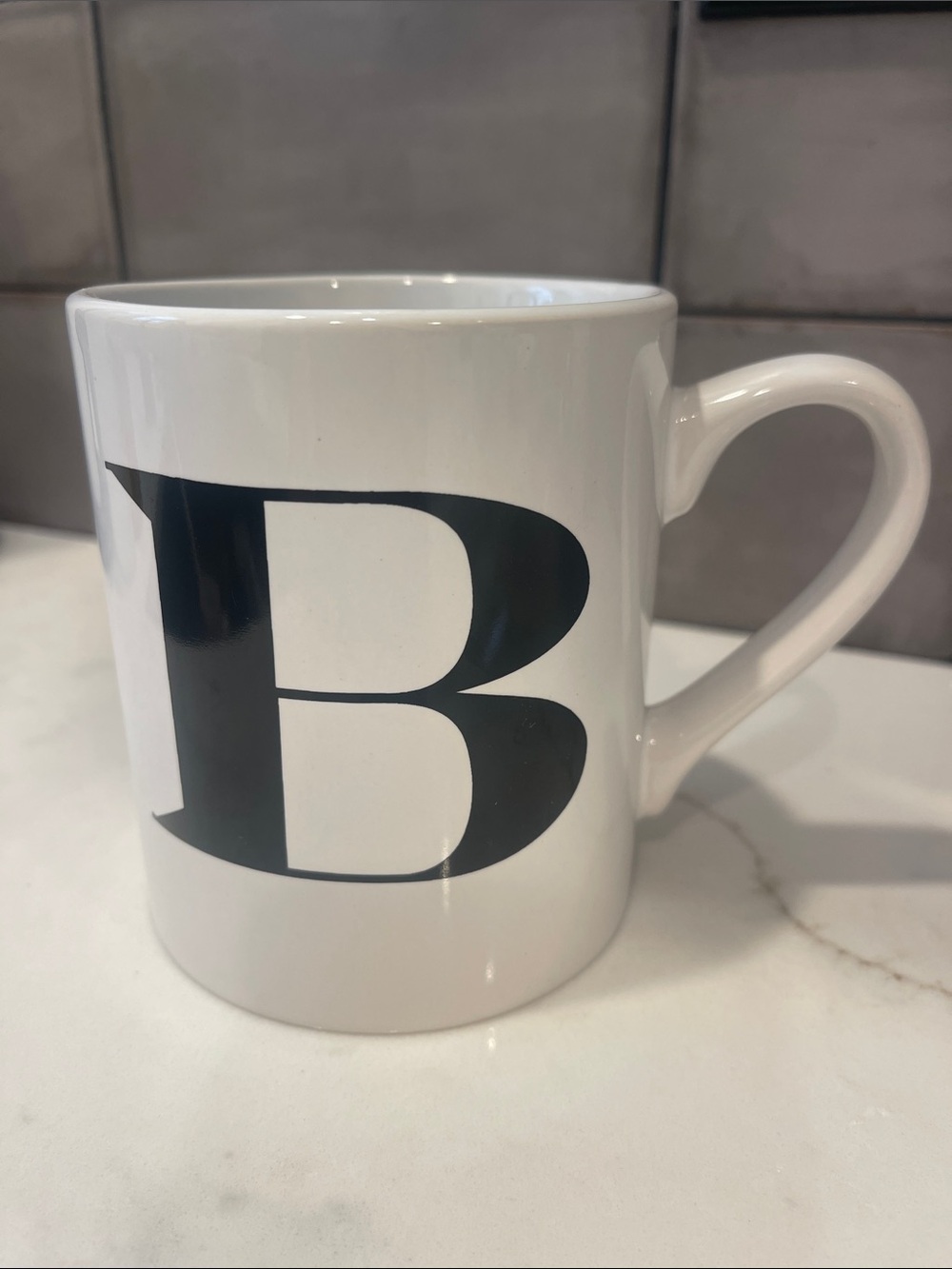 Personalized White Ceramic Mug with Bold Black 🖤 Letter ✨B✨ NWOT